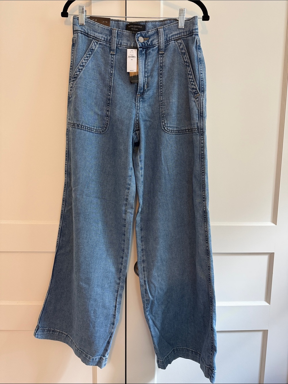 NWT Banana Republic Summer-Weight Wide Leg Jeans 26/2 Light Wash Utility Pockets